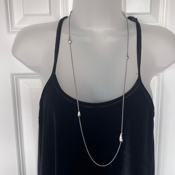 Vintage Michael Dawkins toggle sterling silver 36" necklace, caviar and oblong - Picture 1 of 16